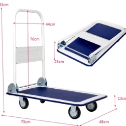 Klappbare Transportwagen bis 150 kg Tragkraft Plattformwagen mit 360° Lenkrollen & Handgriff Blau