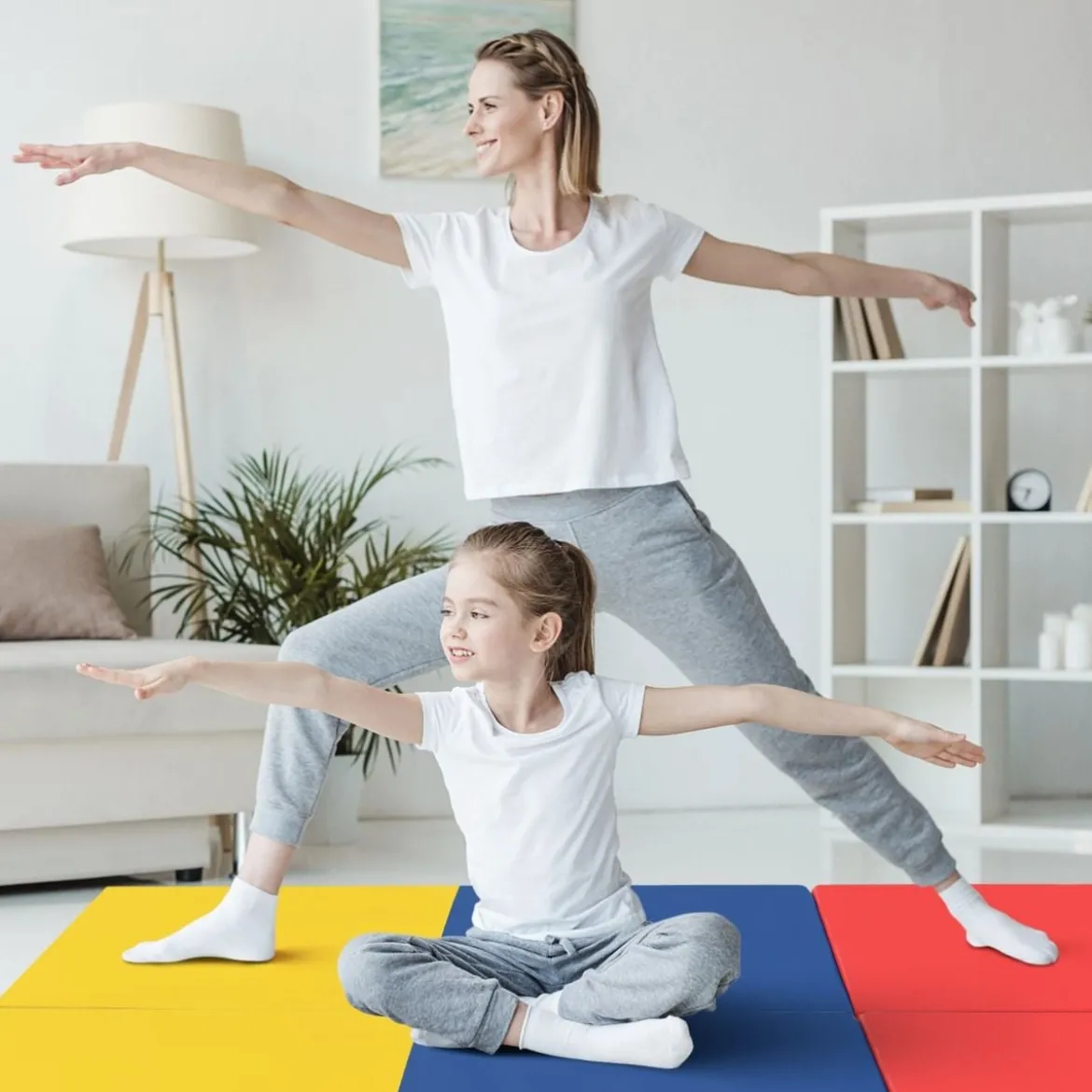Klappbare Weichbodenmatte mit 2 Griffen Rutschfeste Gymnastikmatte 180 x 60 x 5 cm
