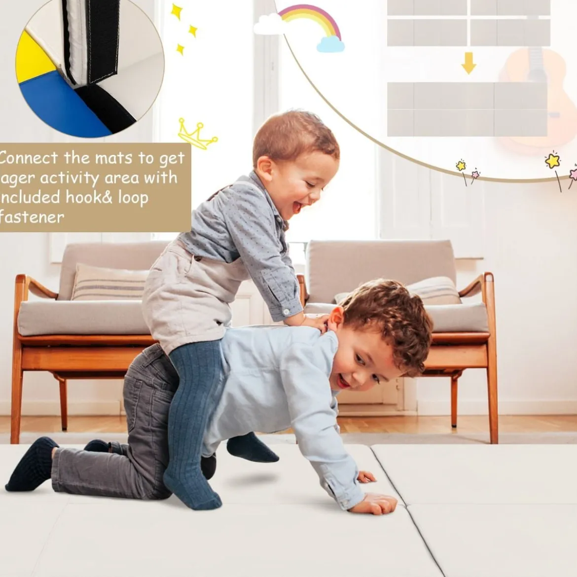 Klappbare Weichbodenmatte mit 2 Griffen Rutschfeste Gymnastikmatte 180 x 60 x 5 cm