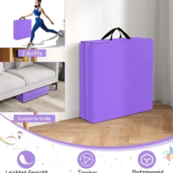 Klappbare Weichbodenmatte mit 2 Griffen Rutschfeste Gymnastikmatte 180 x 60 x 5 cm