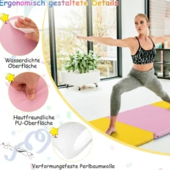 Klappbare Weichbodenmatte mit 2 Griffen Rutschfeste Gymnastikmatte 180 x 60 x 5 cm