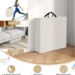 Klappbare Weichbodenmatte mit 2 Griffen Rutschfeste Gymnastikmatte 180 x 60 x 5 cm