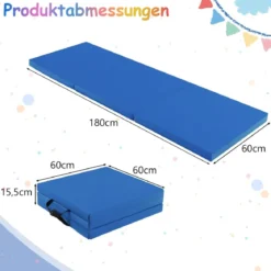Klappbare Weichbodenmatte mit 2 Griffen Rutschfeste Gymnastikmatte 180 x 60 x 5 cm