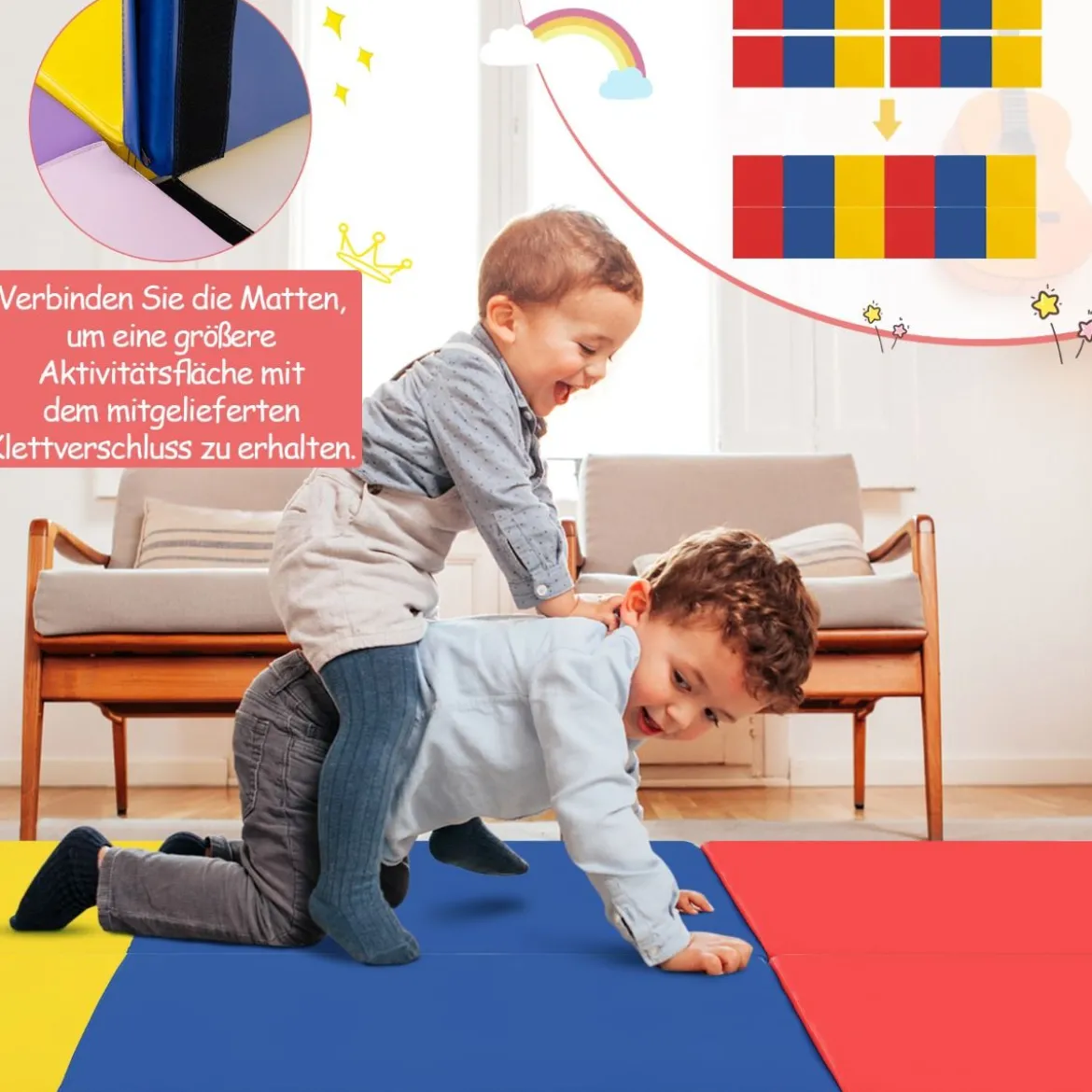 Klappbare Weichbodenmatte mit 2 Griffen Rutschfeste Gymnastikmatte 180 x 60 x 5 cm