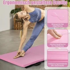 Klappbare Weichbodenmatte mit 2 Griffen Rutschfeste Gymnastikmatte 180 x 60 x 5 cm