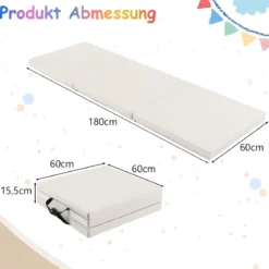 Klappbare Weichbodenmatte mit 2 Griffen Rutschfeste Gymnastikmatte 180 x 60 x 5 cm