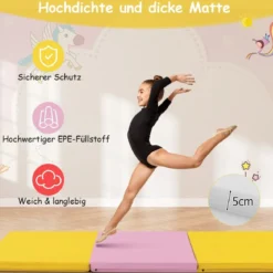 Klappbare Weichbodenmatte mit 2 Griffen Rutschfeste Gymnastikmatte 180 x 60 x 5 cm