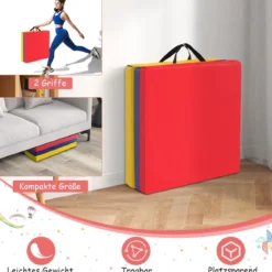 Klappbare Weichbodenmatte mit 2 Griffen Rutschfeste Gymnastikmatte 180 x 60 x 5 cm