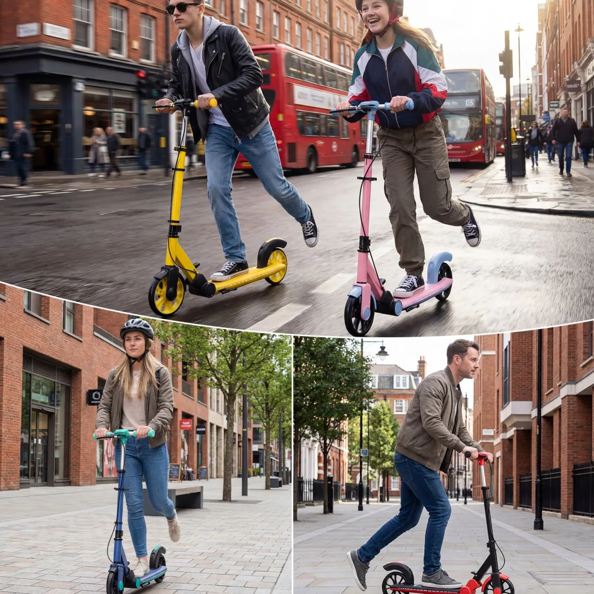 Klappbar Roller Scooter mit 2 Leuchtenden Rädern & Ständer Höhenverstellbar Tretroller Grün