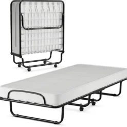 Klappbett auf Rädern mit Matratze für Erwachsene 190 x 80 x 39 cm hergestellt in Italien Herkunft: Italien