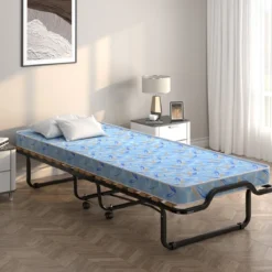 Klappbett mit Luxuriöser Matratze aus Rückstellschaum & Rollen 110 kg Belastbarkeit hergestellt in Italien Herkunft: Italien