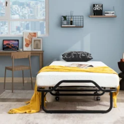 Klappbett mit Matratze Gästebett zum Herausrollen für Erwachsene platzsparend