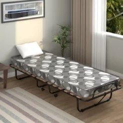 Klappbett mit Matratze Trag- und Rollbares Gästebett 190 x 80 x 33 cm hergestellt in Italien Herkunft: Italien