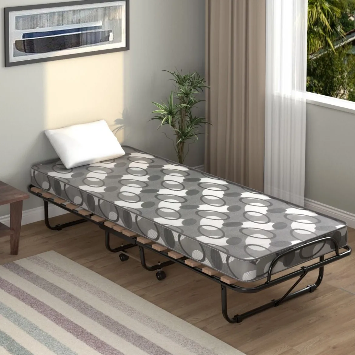 Klappbett mit Matratze Trag- und Rollbares Gästebett 190 x 80 x 33 cm hergestellt in Italien Herkunft: Italien