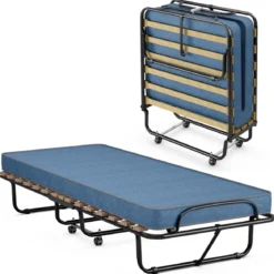 Klappbett mit Matratze Trag- und Rollbares Gästebett 190 x 80 x 33 cm hergestellt in Italien Herkunft: Italien