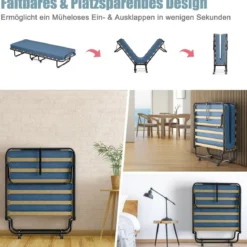 Klappbett mit Matratze Trag- und Rollbares Gästebett 190 x 80 x 33 cm hergestellt in Italien Herkunft: Italien