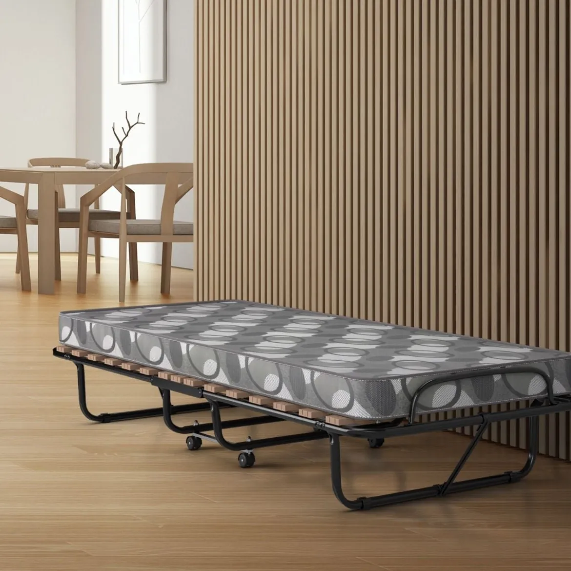 Klappbett mit Matratze Trag- und Rollbares Gästebett 190 x 80 x 33 cm hergestellt in Italien Herkunft: Italien