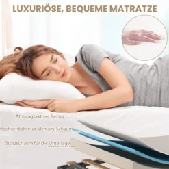 Klappbett Rollbett mit luxuriöser Matratze 200 x 90 x 41 cm Beige Hergestellt in Italien Herkunft: Italien
