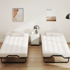 Klappbett 90x200 Cm Memory Foam Matratze Rollen Platzsparend Für Gäste Italien Schwarz