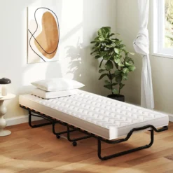 Klappbett 90x200 Cm Memory Foam Matratze Rollen Platzsparend Für Gäste Italien Schwarz