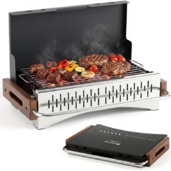 Klappgrill Outdoor Tragbarer Holzkohlegrill Camping Grill aus Metall 50,5 x 33,5 x 33,5 cm
