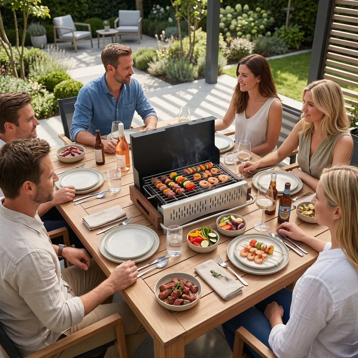 Klappgrill Outdoor Tragbarer Holzkohlegrill Camping Grill aus Metall 50,5 x 33,5 x 33,5 cm