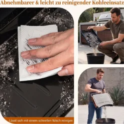 Klappgrill Outdoor Tragbarer Holzkohlegrill Camping Grill aus Metall 50,5 x 33,5 x 33,5 cm