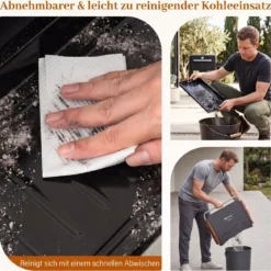 Klappgrill Outdoor Tragbarer Holzkohlegrill Camping Grill aus Metall 62 x 43,5 x 41,5 cm