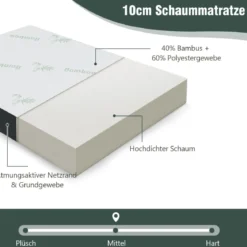 Klappmatratze 10 cm Dicke 3-Fach Klappbare Matratze 193 x 80 x 10 cm Weiß & Grau