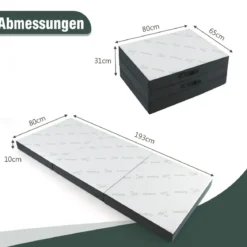 Klappmatratze 10 cm Dicke 3-Fach Klappbare Matratze 193 x 80 x 10 cm Weiß & Grau