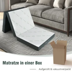 Klappmatratze 10 cm Dicke 3-Fach Klappbare Matratze 193 x 80 x 10 cm Weiß & Grau
