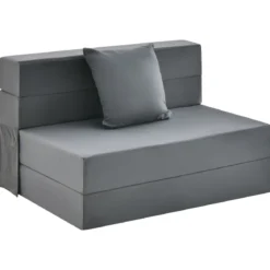 Klappmatratze mit Kissen aus Schaumstoff 15cm dick Schlafsofa mit Waschbarem Bezug 190 x 100 x 15 cm Grau
