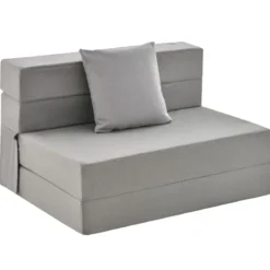 Klappmatratze mit Kissen aus Schaumstoff 15cm dick Schlafsofa mit Waschbarem Bezug 190 x 100 x 15 cm Grau