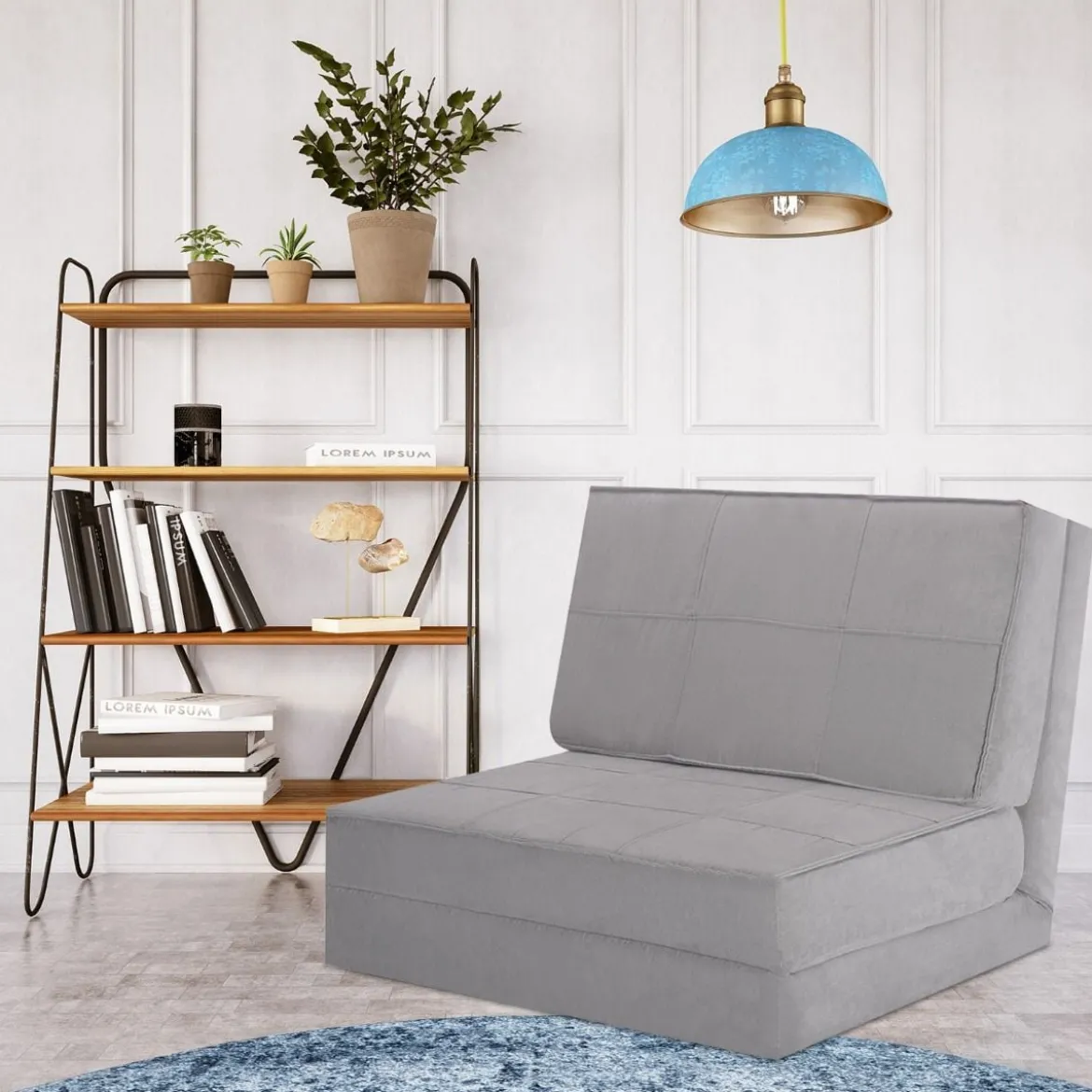 Klappsofa 3-Fach Umklappbares Schlafsofa mit 5Rückenlehnenpositionen Grau