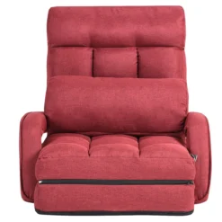 Klappsofa Schlafsofa Bodenstuhlsofa Liegebett verstellbar mit Armlehnen & Kissen Rot