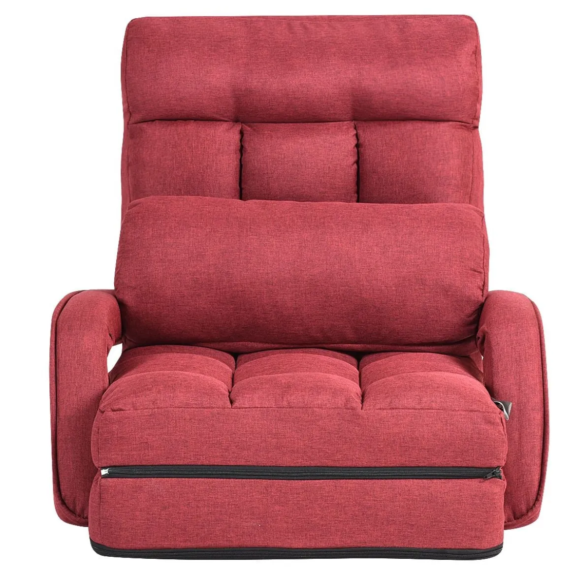 Klappsofa Schlafsofa Bodenstuhlsofa Liegebett verstellbar mit Armlehnen & Kissen Rot