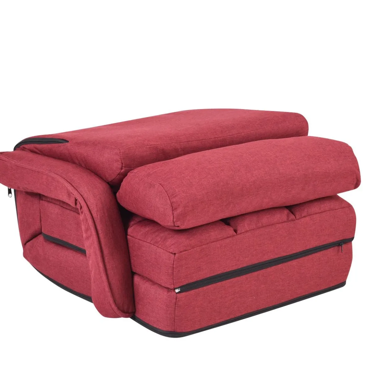 Klappsofa Schlafsofa Bodenstuhlsofa Liegebett verstellbar mit Armlehnen & Kissen Rot