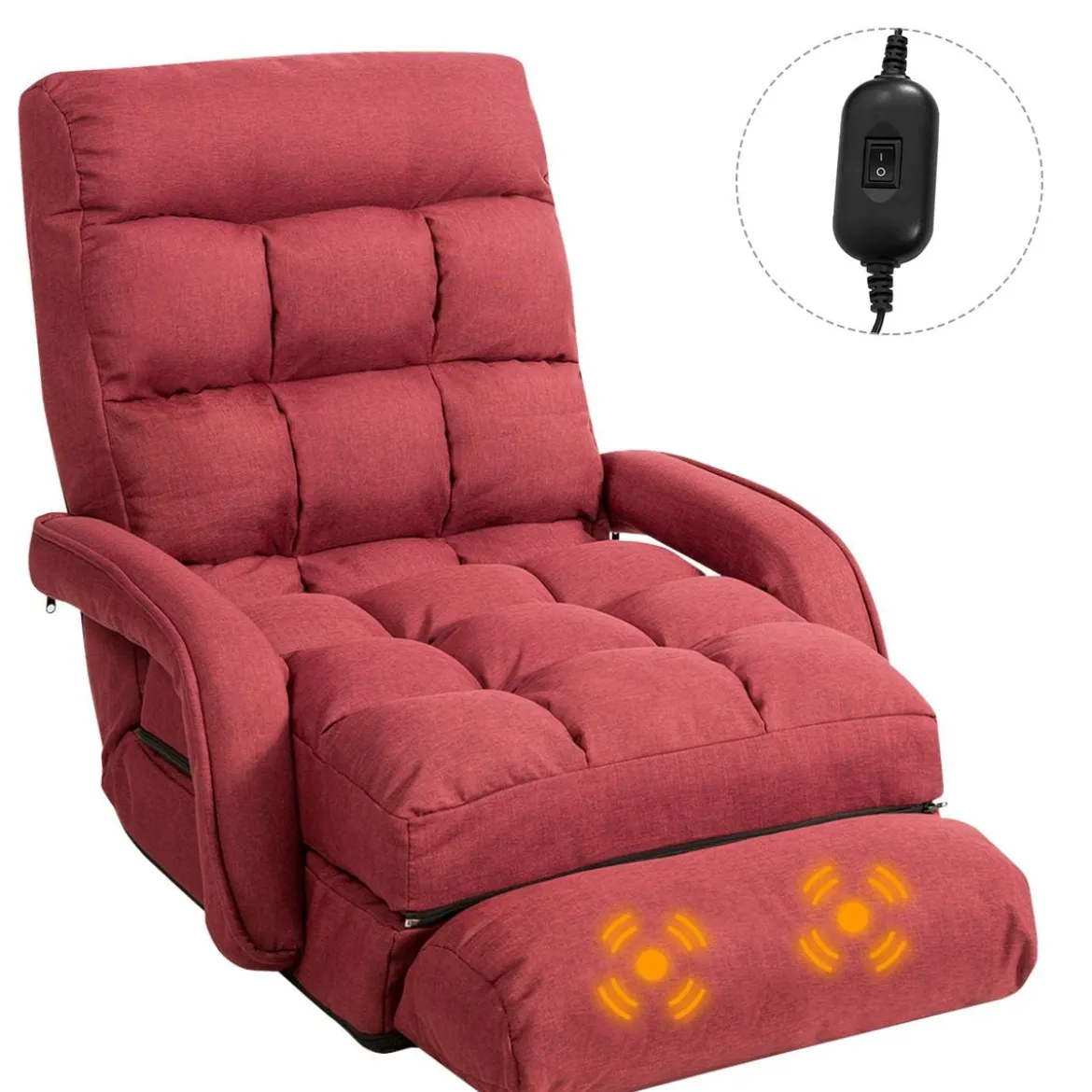 Klappsofa Schlafsofa Bodenstuhlsofa Liegebett verstellbar mit Armlehnen & Kissen Rot