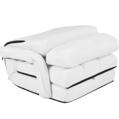 Klappsofa Schlafsofa Bodenstuhlsofa Liegebett verstellbar mit Armlehnen & Kissen Weiß