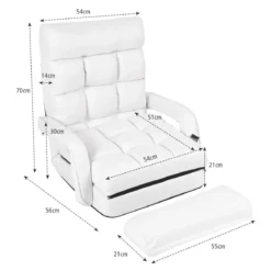 Klappsofa Schlafsofa Bodenstuhlsofa Liegebett verstellbar mit Armlehnen & Kissen Weiß