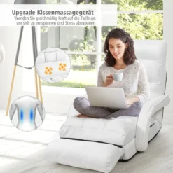 Klappsofa Schlafsofa Bodenstuhlsofa Liegebett verstellbar mit Armlehnen & Kissen Weiß
