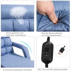 Klappsofa Schlafsofa Bodenstuhlsofa Liegebett verstellbar mit Armlehnen & Kissen Blau