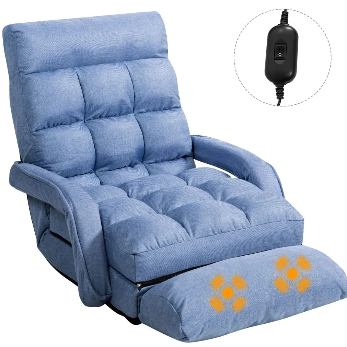Klappsofa Schlafsofa Bodenstuhlsofa Liegebett verstellbar mit Armlehnen & Kissen Blau
