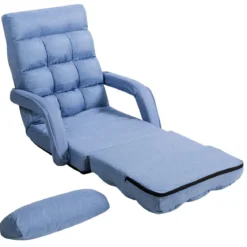 Klappsofa Schlafsofa Bodenstuhlsofa Liegebett verstellbar mit Armlehnen & Kissen Blau