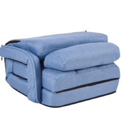 Klappsofa Schlafsofa Bodenstuhlsofa Liegebett verstellbar mit Armlehnen & Kissen Blau