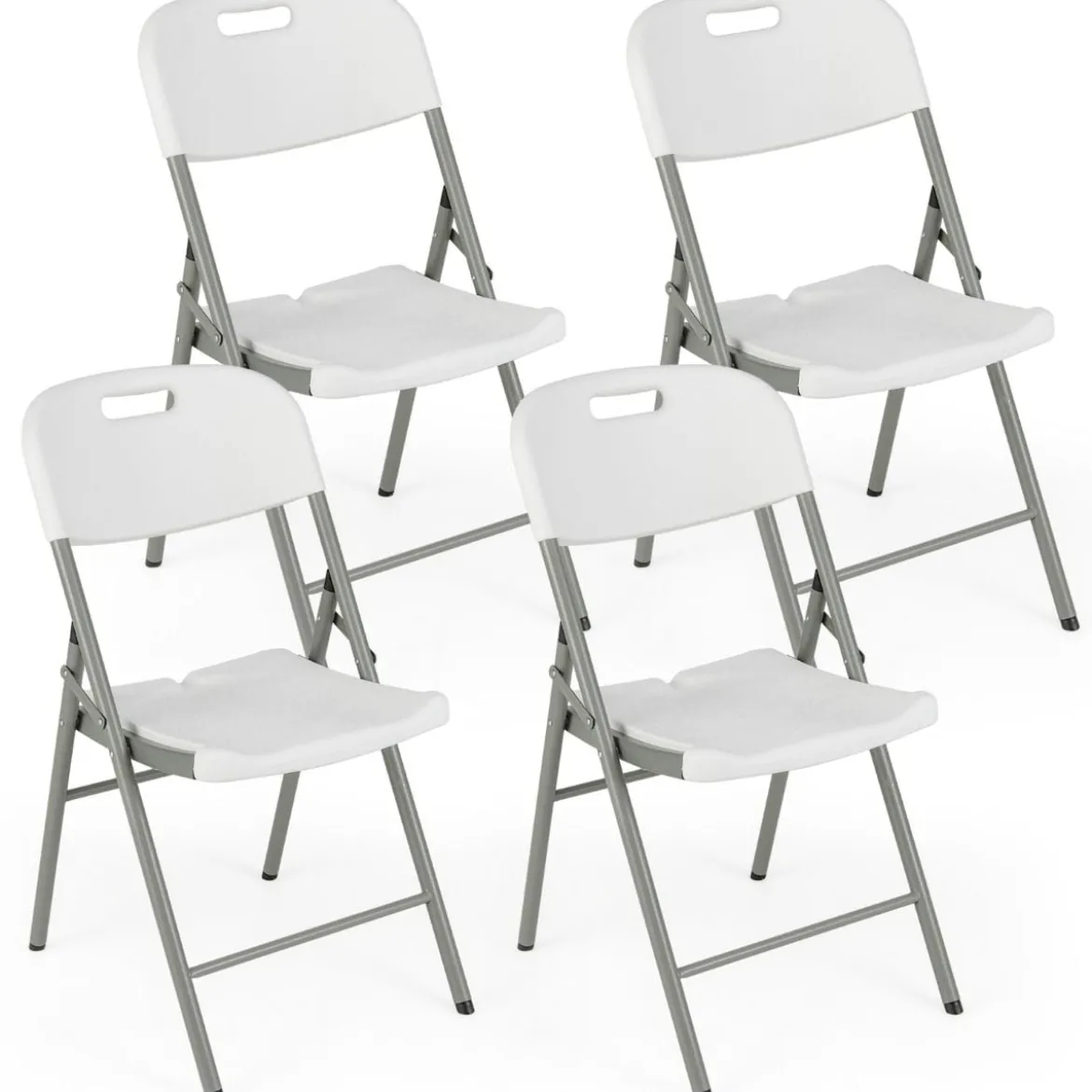 Klappstühle 4er Set Gaststühle mit Metallrahmen und Tragegriff für Partys Weiß