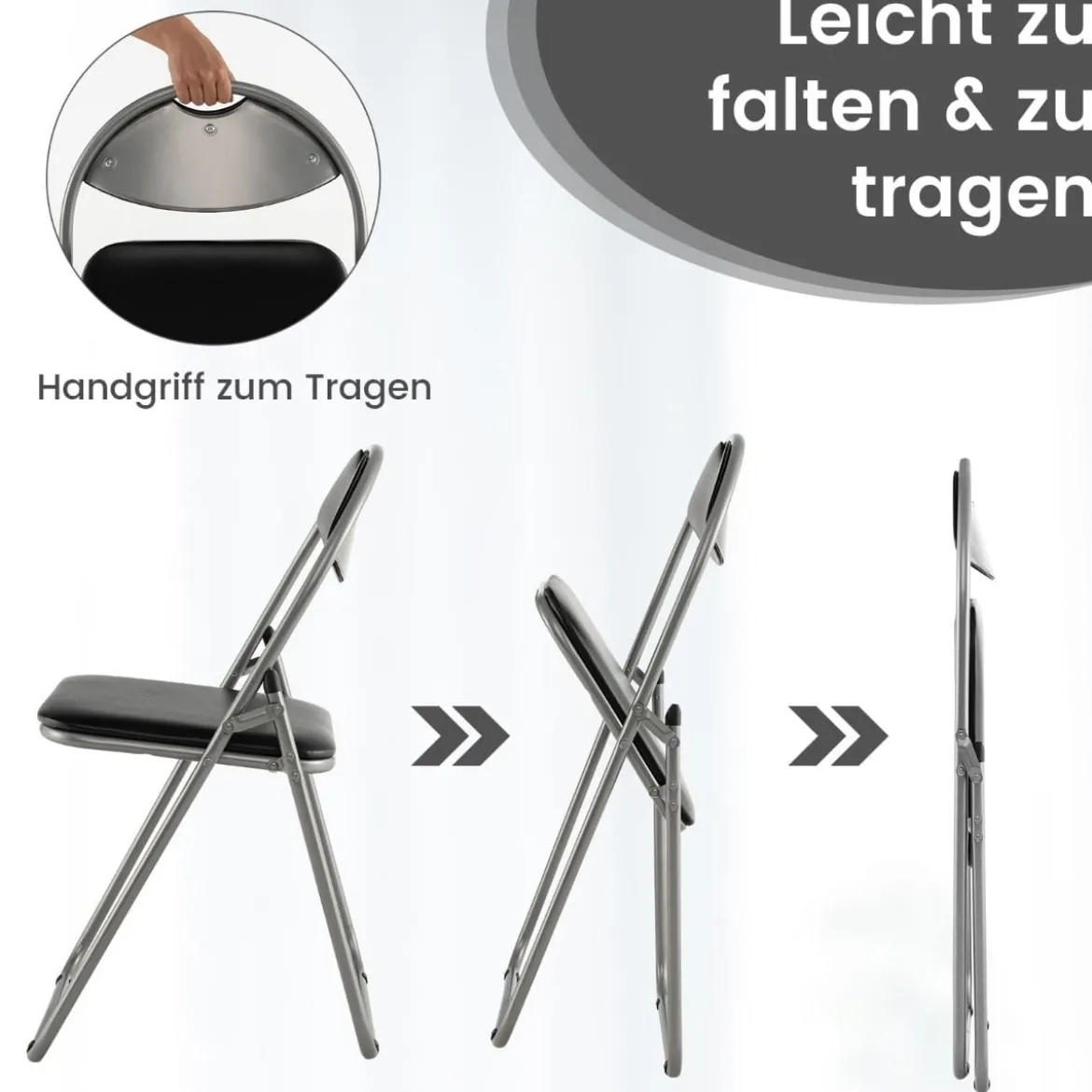 Klappstühle mit Metallrahmen & Gepolsterten Sitzen & Rutschfesten Fußpolstern