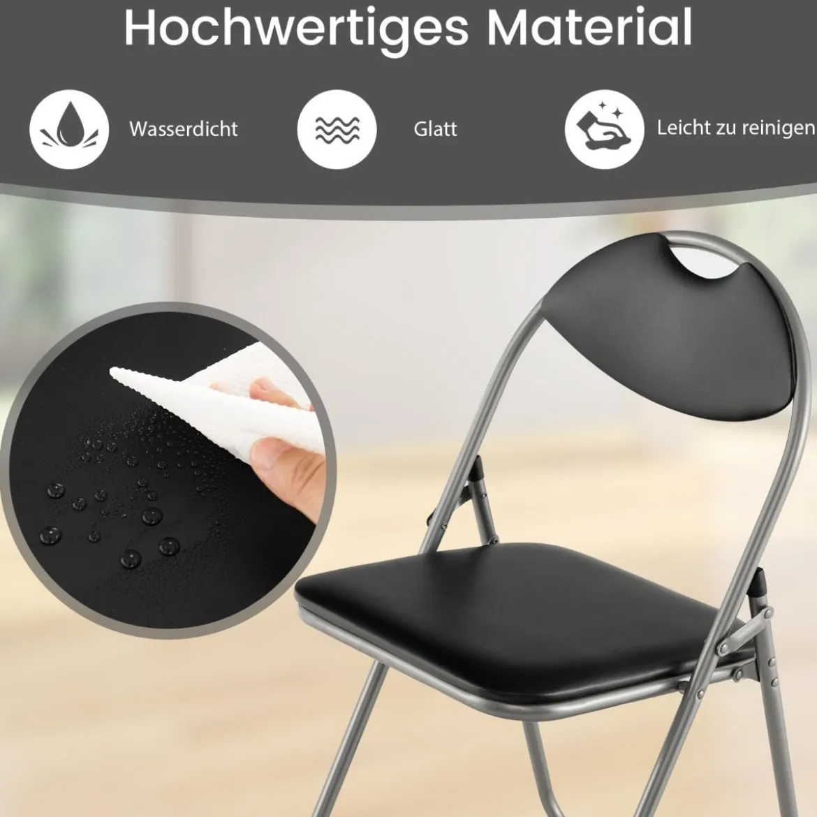 Klappstühle mit Metallrahmen & Gepolsterten Sitzen & Rutschfesten Fußpolstern