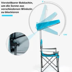 Klappstühle mit Sonnenschirm Outdoor-Stuhl mit Sonnendach 90 x 72 x 150 cm Blau