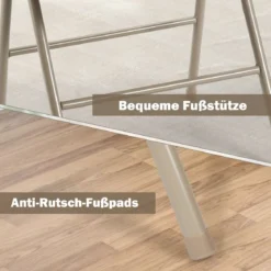 4 Klappstühle tragbare Metallstühle mit gepolstertem Sitz gepolsterte Stühle für Zuhause Beige/Grau